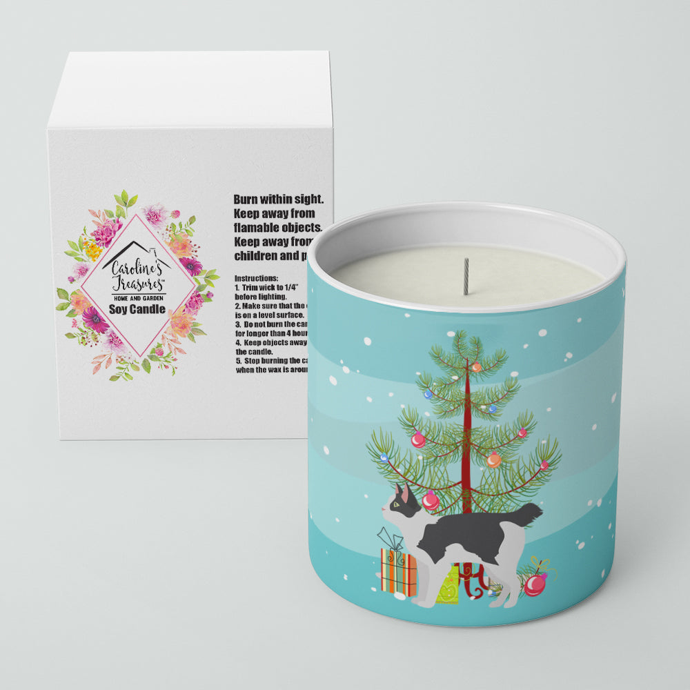 Caroline's Treasures Japanese Bobtail Cat Merry Christmas 10 oz Decorative Soy Candle
