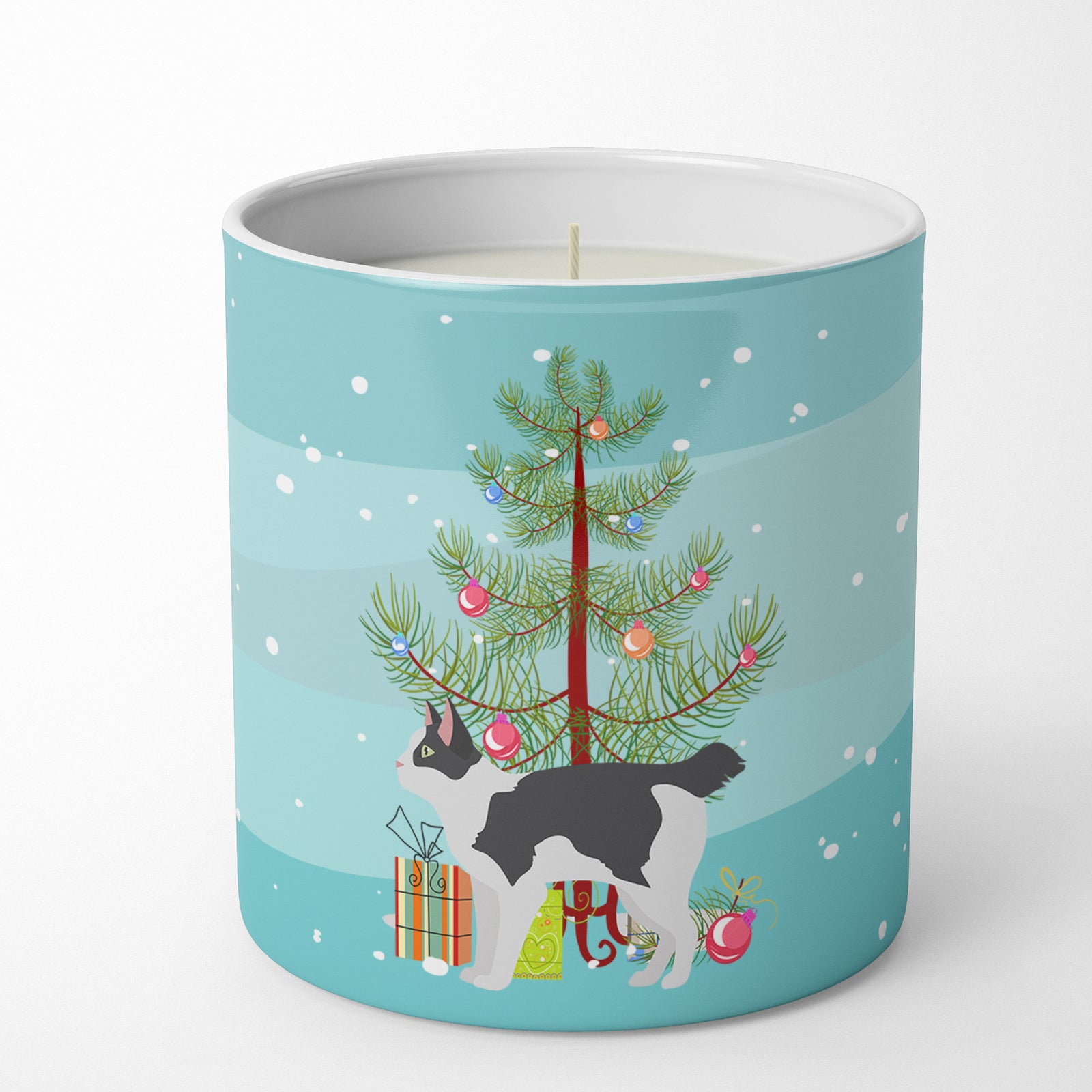 Caroline's Treasures Japanese Bobtail Cat Merry Christmas 10 oz Decorative Soy Candle