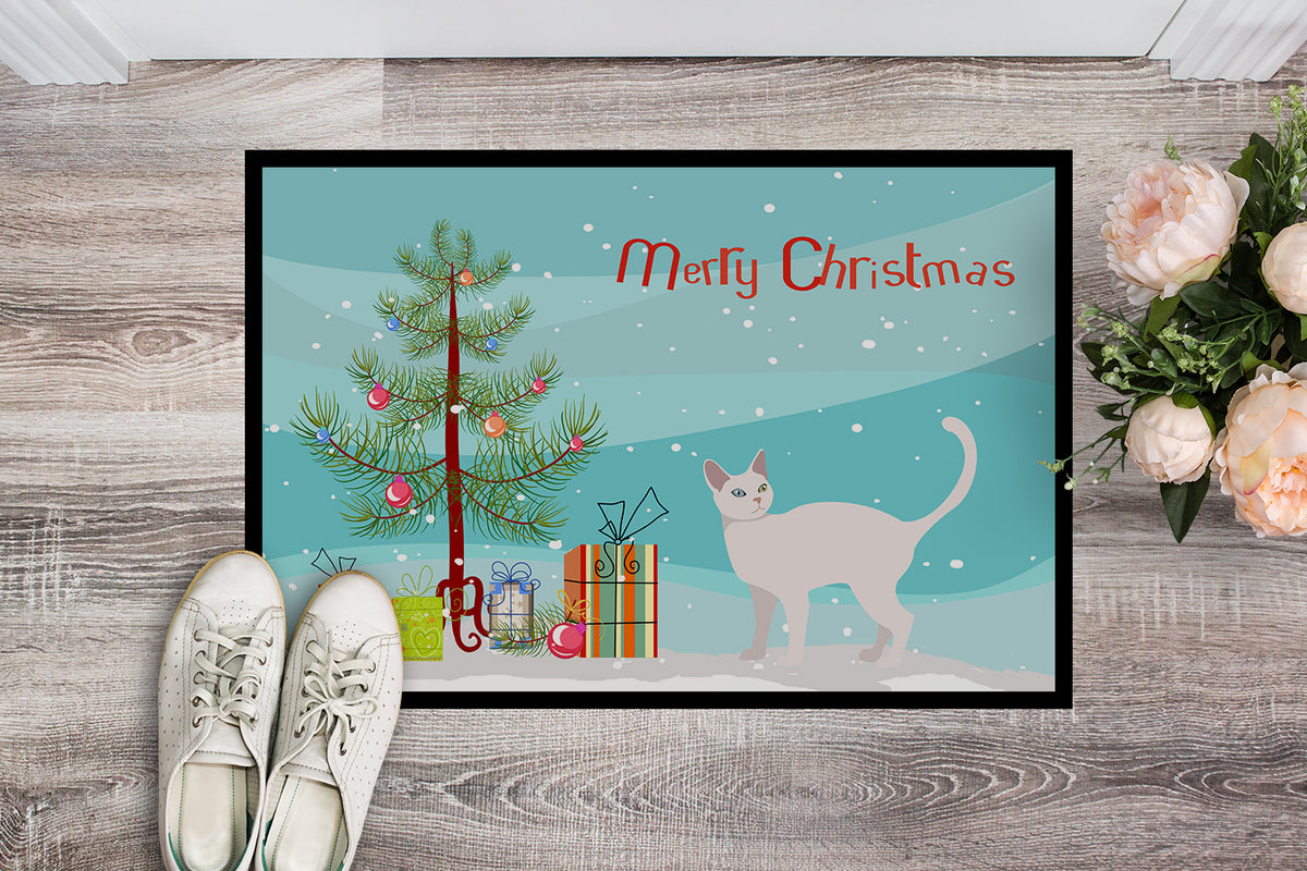 Khao Manee #2 Cat Merry Christmas Indoor or Outdoor Mat 18x27 CK4635MAT - the-store.com