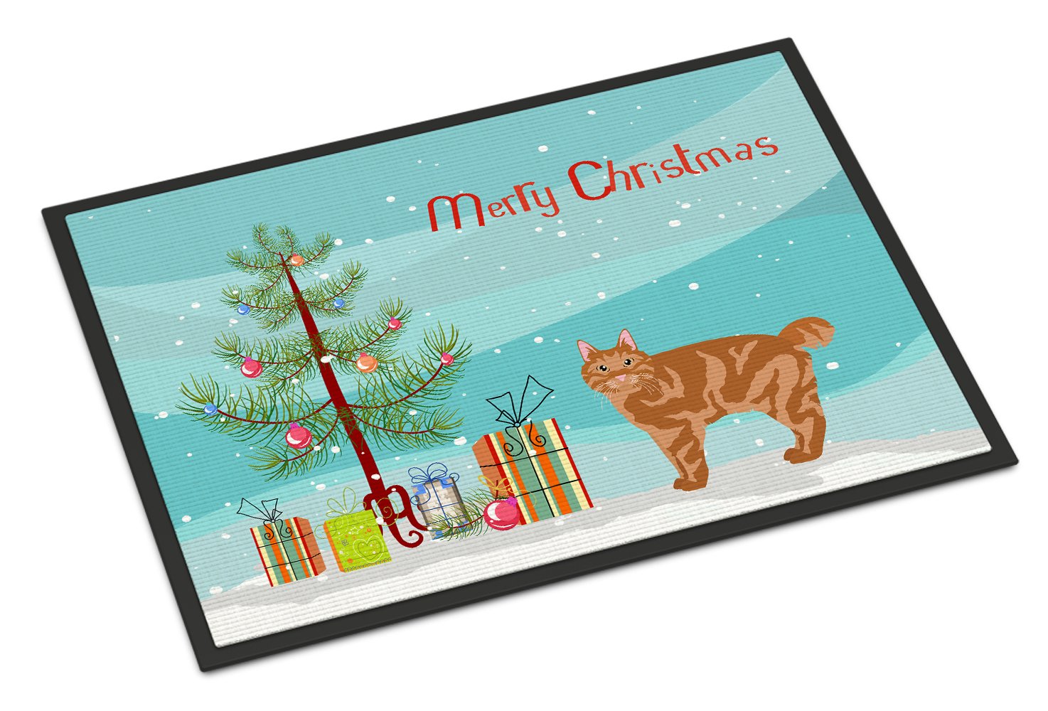 Kurilian Bobtail Cat Merry Christmas Indoor or Outdoor Mat 24x36 CK4640JMAT by Caroline's Treasures