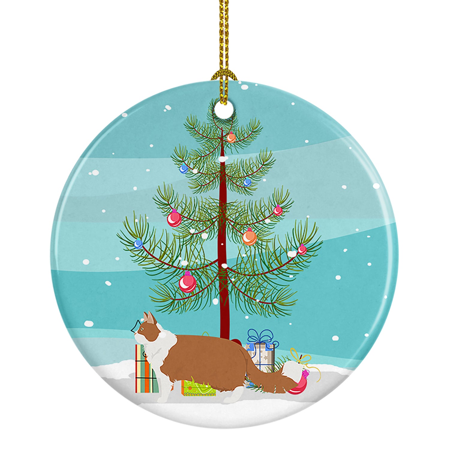 Buy this Norwegian Forest #2 Cat Merry Christmas Ceramic Ornament