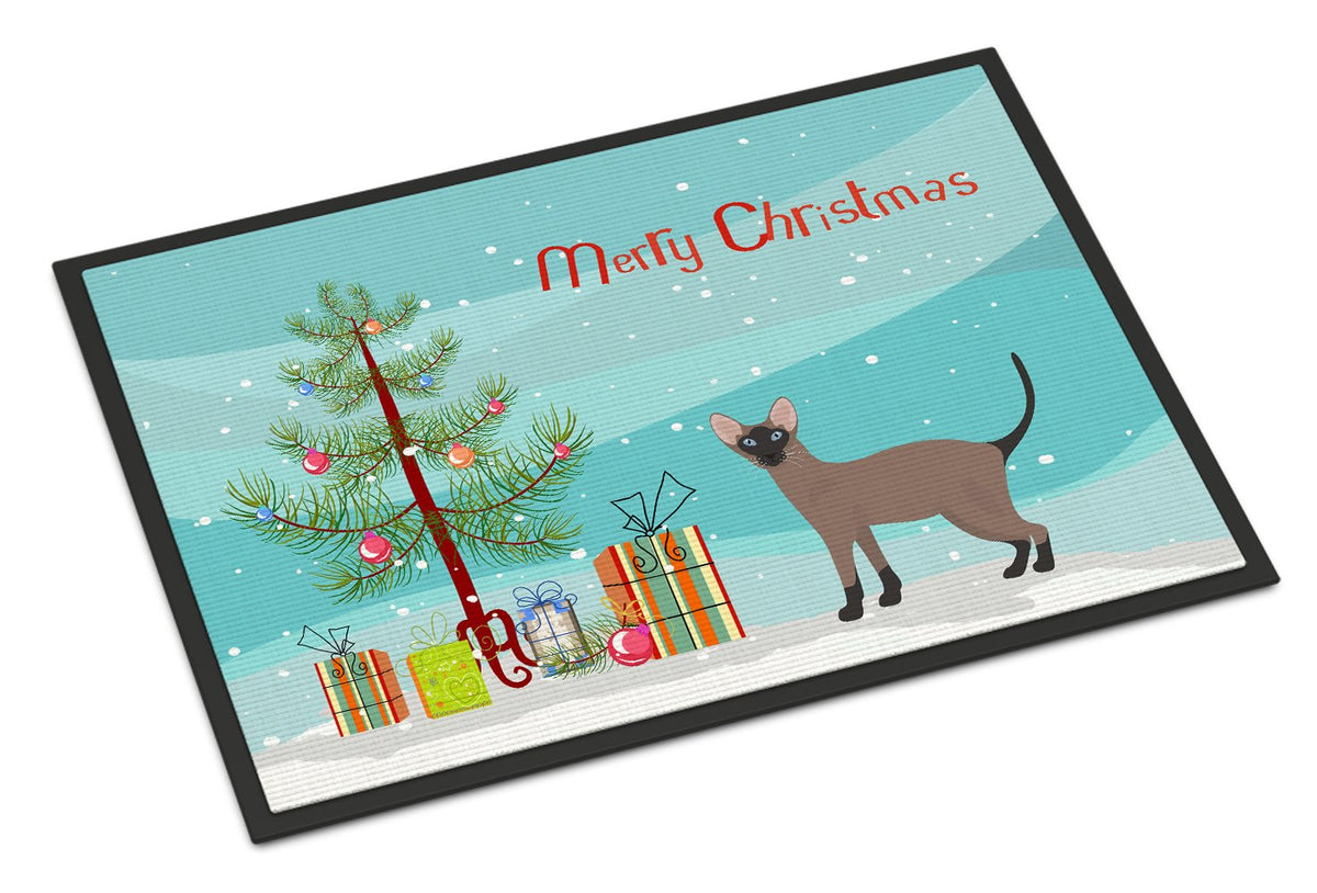Oriental Bicolor Cat Merry Christmas Indoor or Outdoor Mat 24x36 CK4670JMAT by Caroline&#39;s Treasures