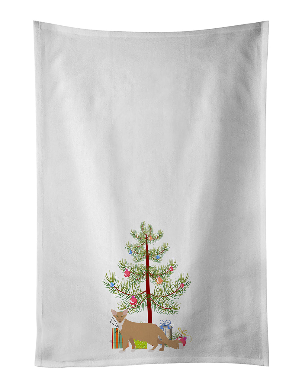 Buy this Oriental Longhair #2 Cat Merry Christmas White Kitchen Towel Set of 2
