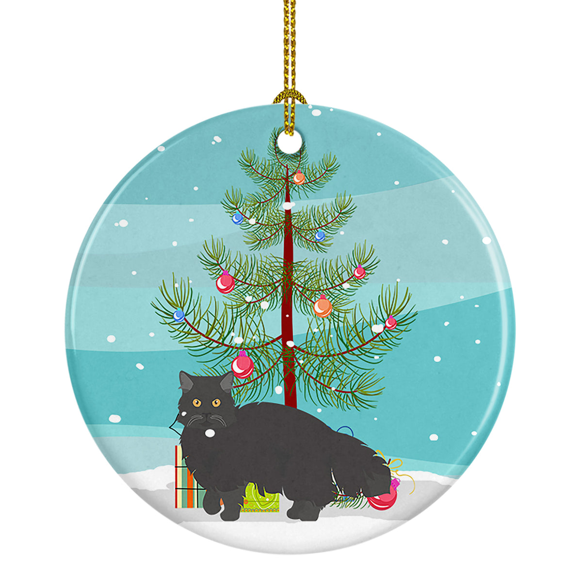 Buy this Black Persian Traditional Cat Merry Christmas Ceramic Ornament