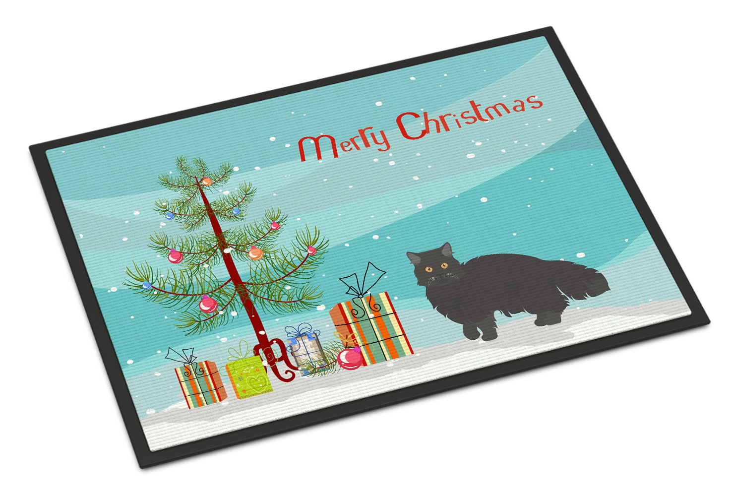 Black Persian Traditional Cat Merry Christmas Indoor or Outdoor Mat 24x36 CK4680JMAT by Caroline's Treasures