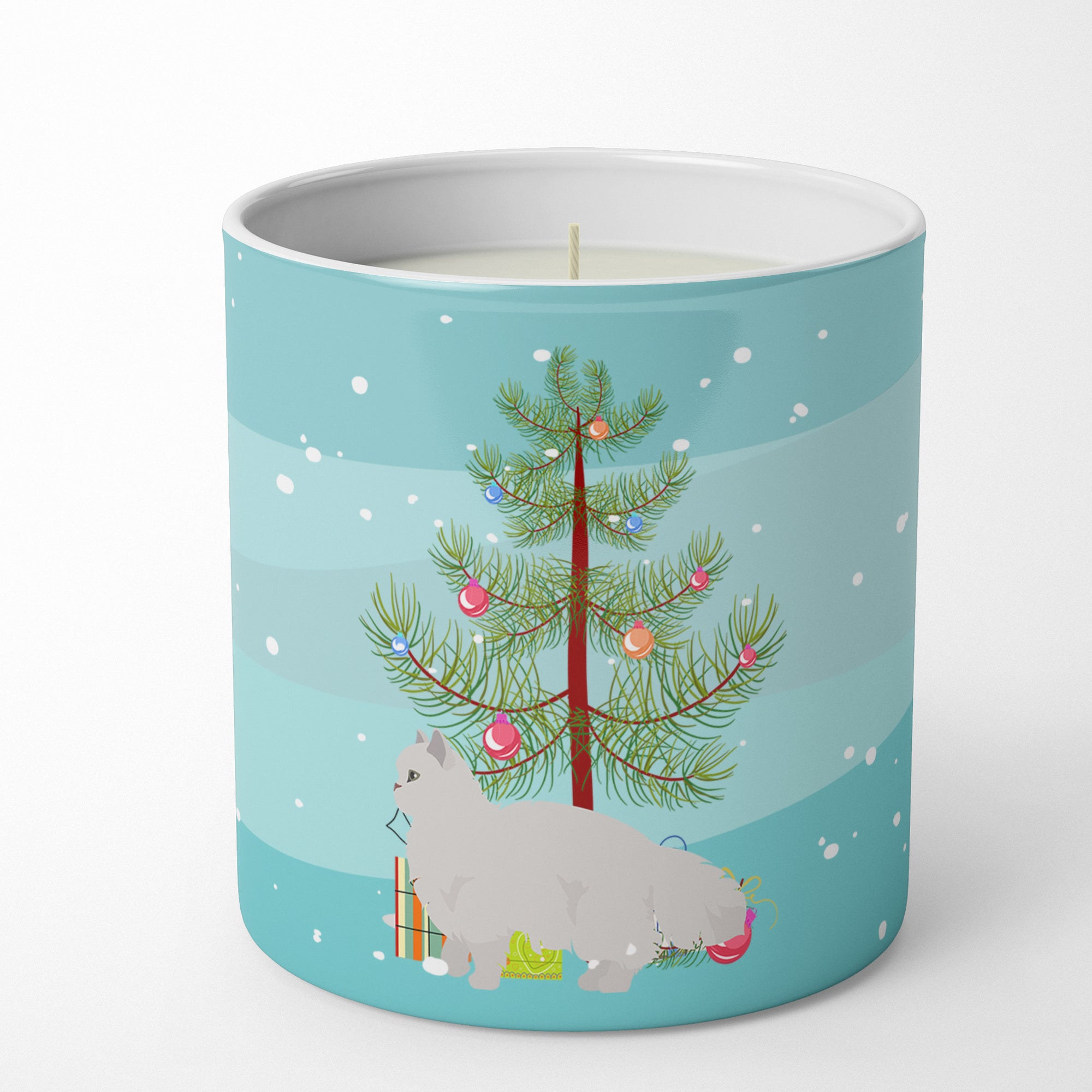 Buy this White Persian Traditional Cat Merry Christmas 10 oz Decorative Soy Candle