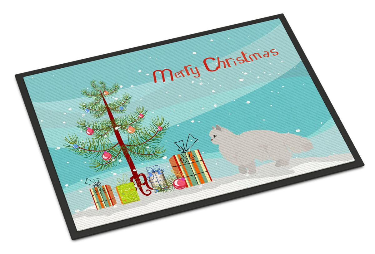 White Persian Traditional Cat Merry Christmas Indoor or Outdoor Mat 24x36 CK4681JMAT by Caroline&#39;s Treasures