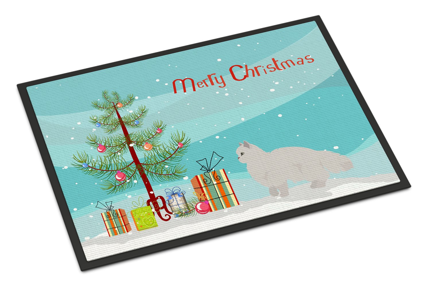 White Persian Traditional Cat Merry Christmas Indoor or Outdoor Mat 24x36 CK4681JMAT by Caroline's Treasures