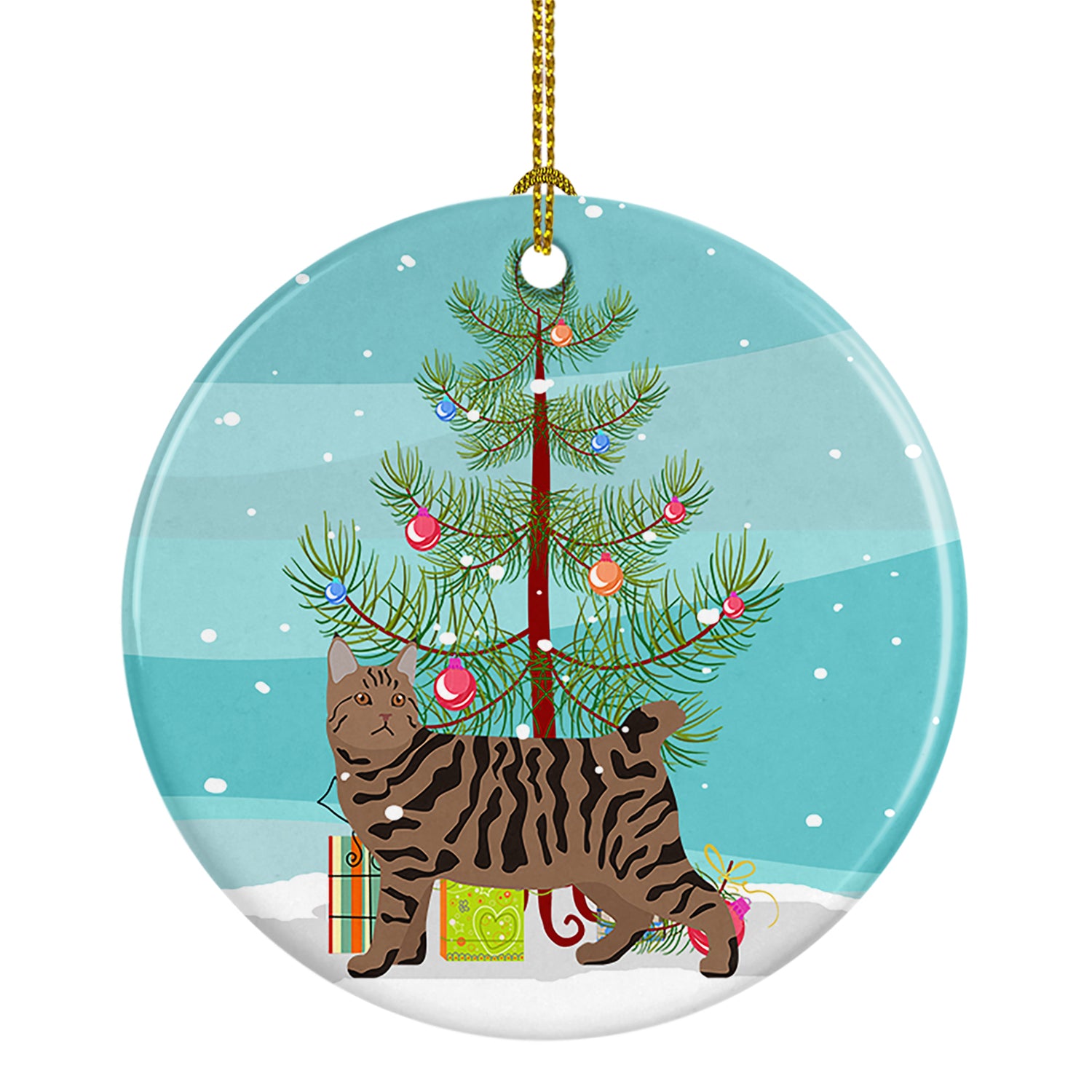 Buy this Pixie Bob #3 Cat Merry Christmas Ceramic Ornament