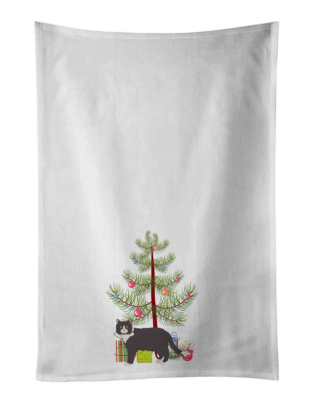Buy this Poodle Cat #1 Cat Merry Christmas White Kitchen Towel Set of 2