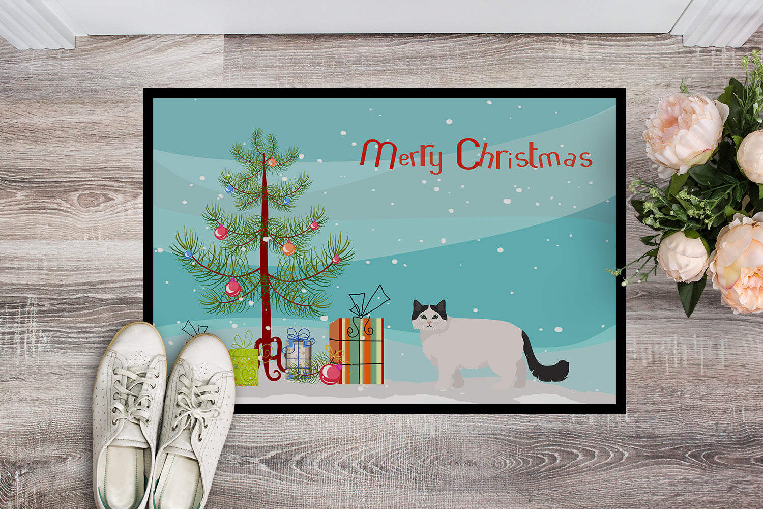 Ragamuffin #1 Cat Merry Christmas Indoor or Outdoor Mat 18x27 CK4690MAT - the-store.com