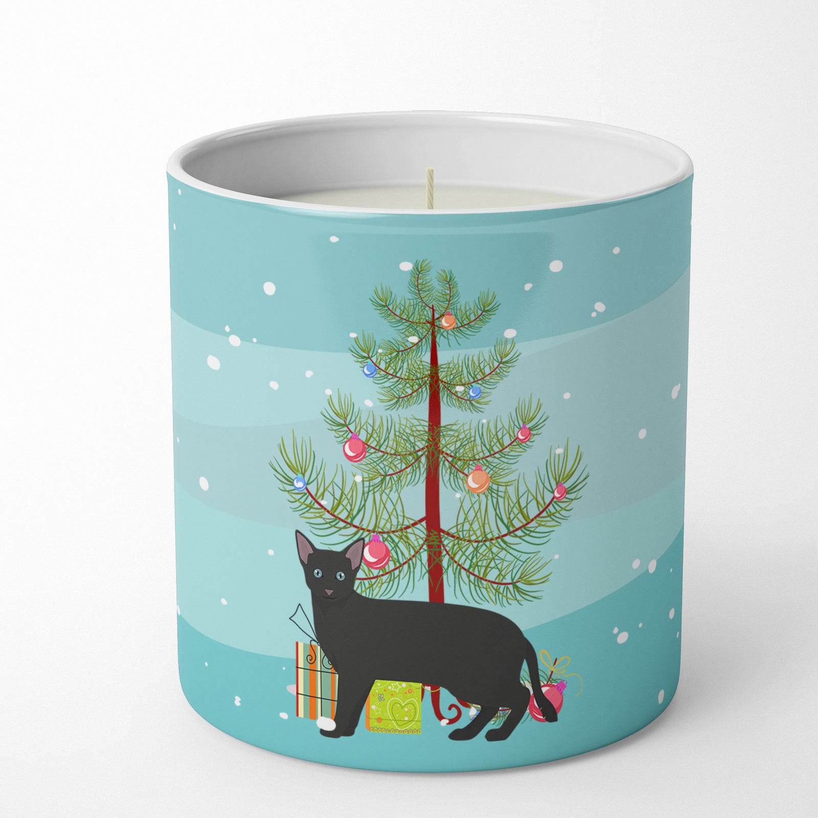 Buy this Russian White Black #1 Cat Merry Christmas 10 oz Decorative Soy Candle