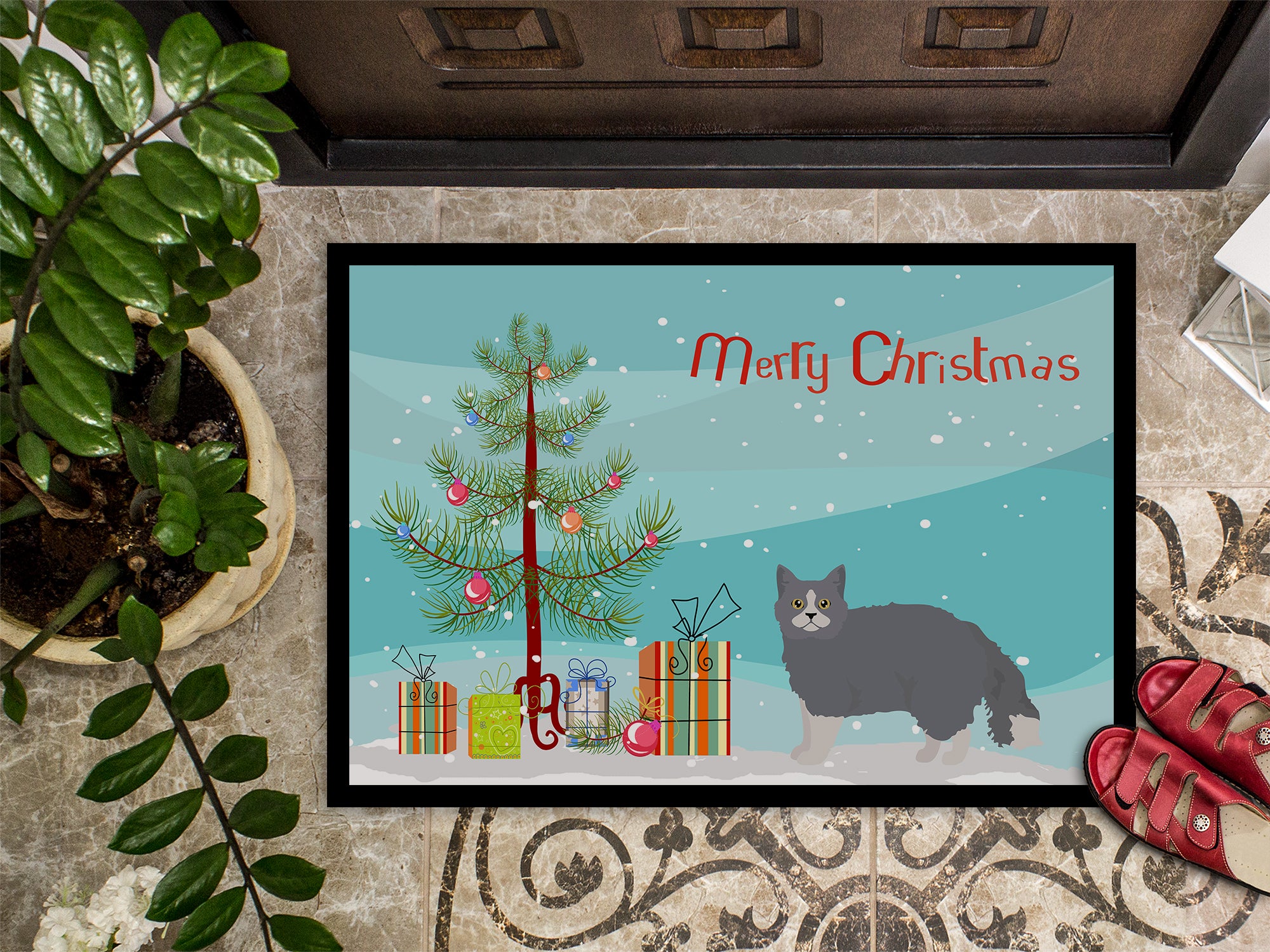 Selkirk Rex #1 Cat Merry Christmas Indoor or Outdoor Mat 18x27 CK4707MAT - the-store.com