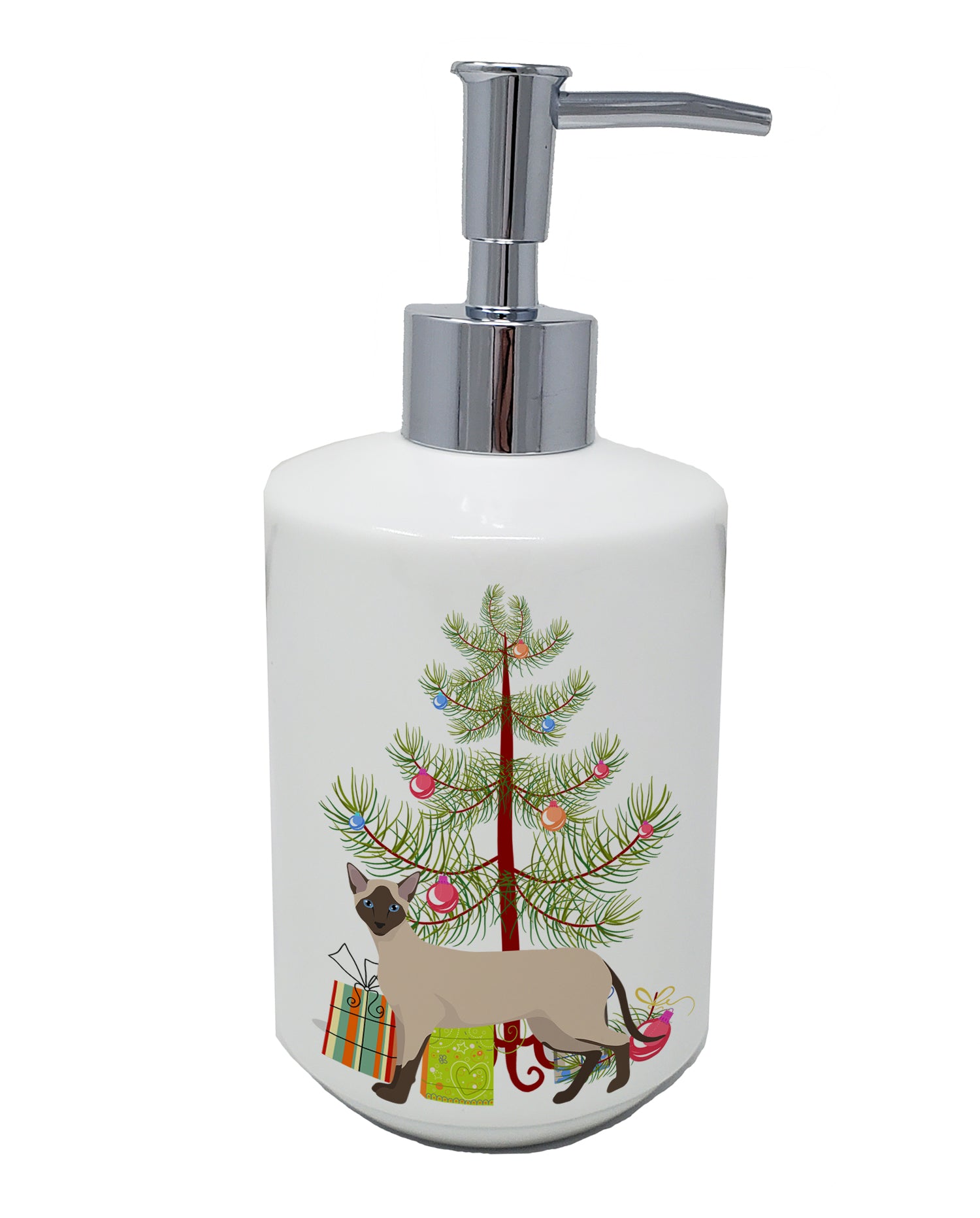 Buy this Siamese Modern #2 Cat Merry Christmas Ceramic Soap Dispenser