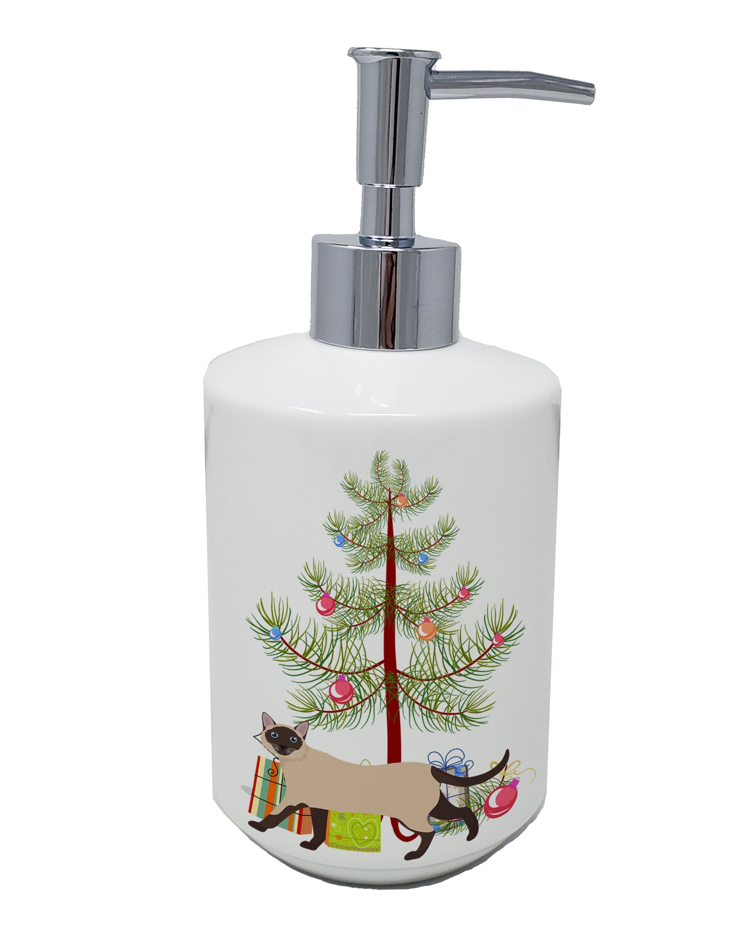 Buy this Siamese Traditional #2 Cat Merry Christmas Ceramic Soap Dispenser
