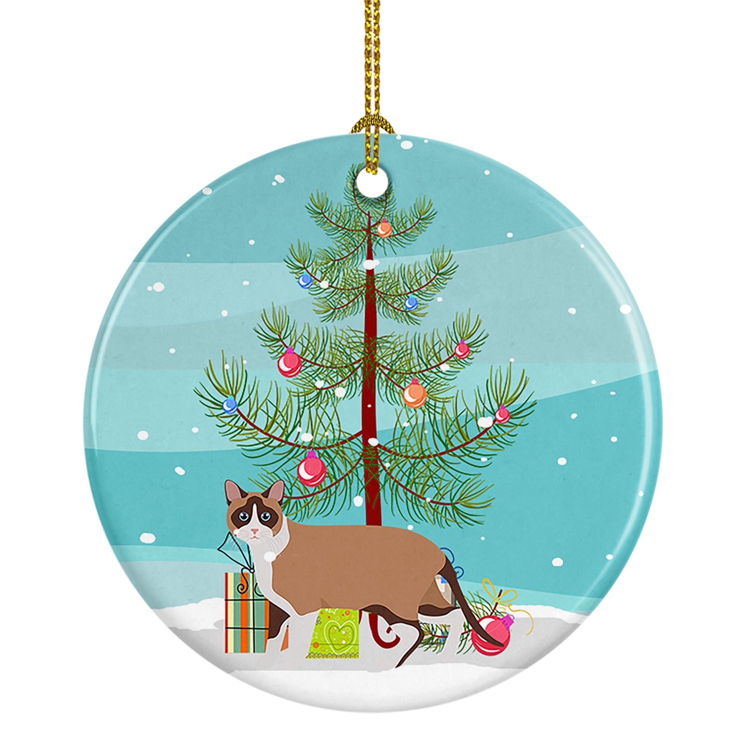 Buy this Snowshoe Cat Merry Christmas Ceramic Ornament
