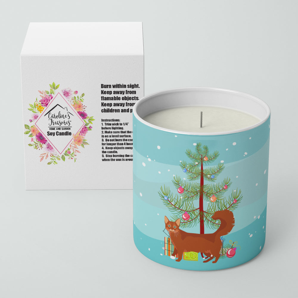 Caroline's Treasures Somali Cat Merry Christmas 10 oz Decorative Soy Candle