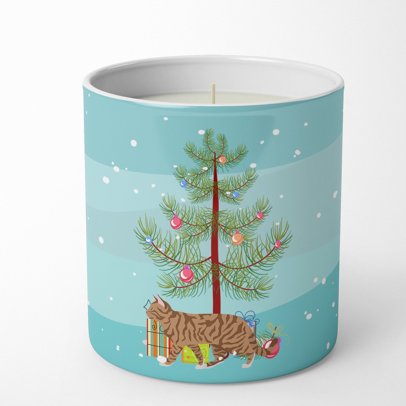 Caroline's Treasures Toyger Cat Merry Christmas 10 oz Decorative Soy Candle