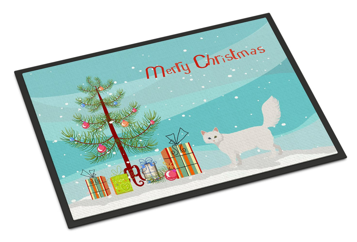 Turkish Angora Cat Merry Christmas Indoor or Outdoor Mat 24x36 CK4732JMAT by Caroline&#39;s Treasures