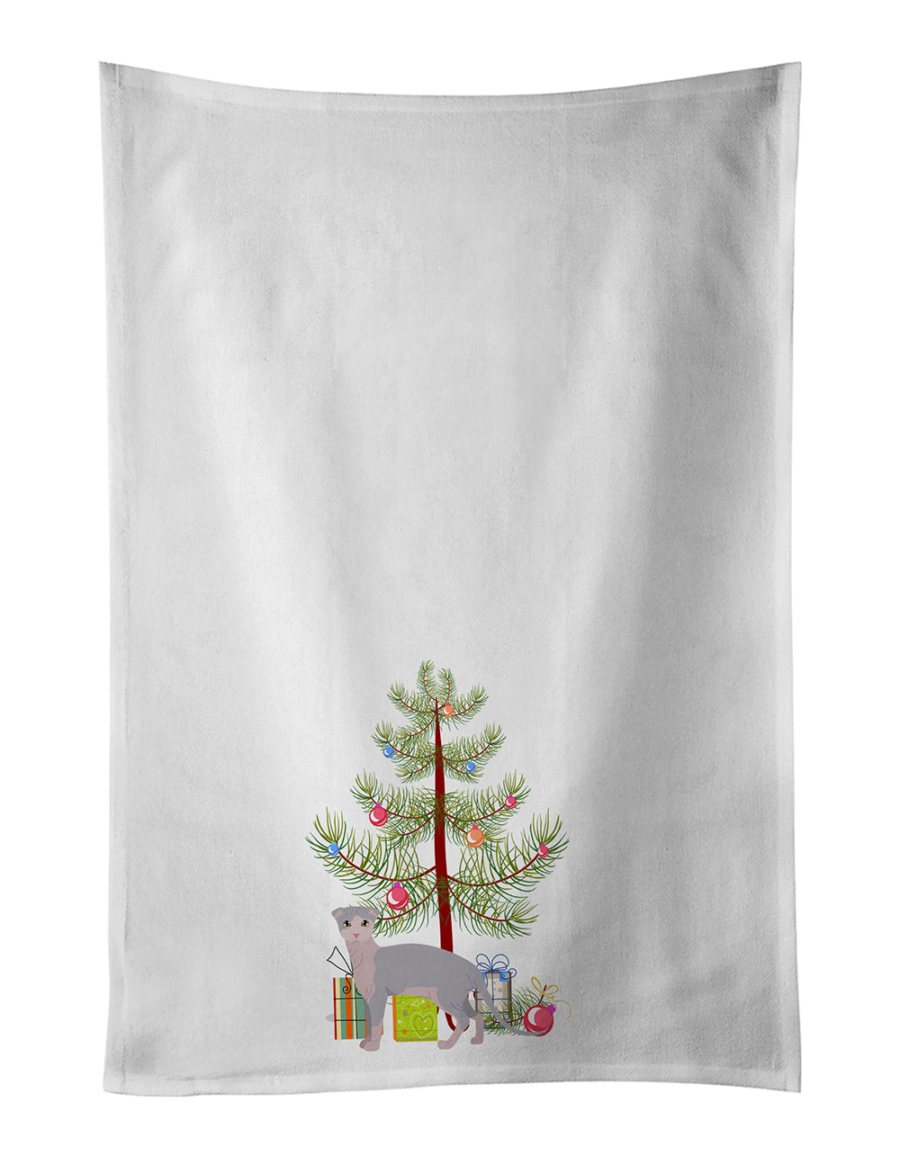 Buy this Ukrainian Levkoy Cat Merry Christmas White Kitchen Towel Set of 2