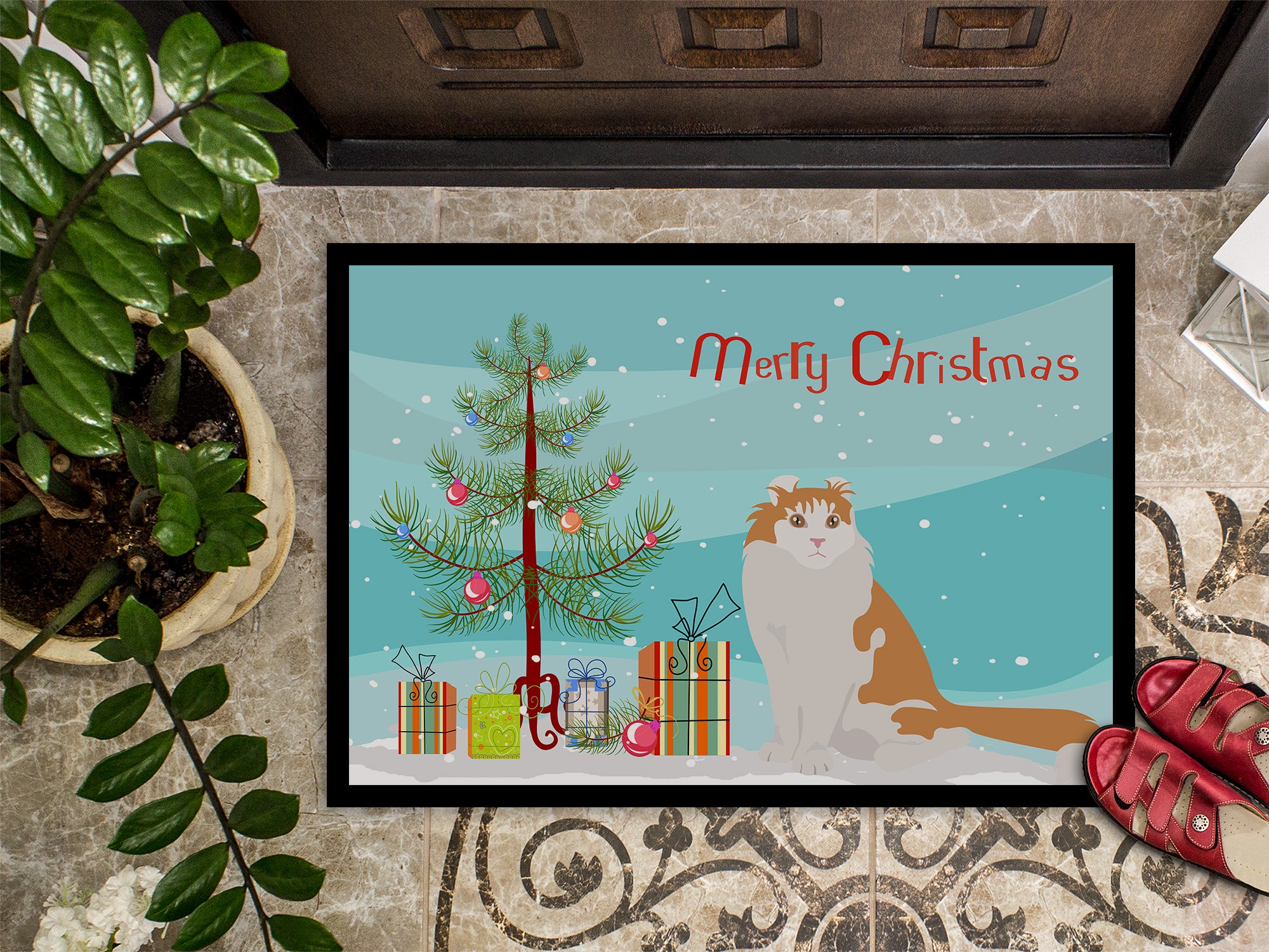 American Curl Cat Merry Christmas Indoor or Outdoor Mat 18x27 CK4741MAT - the-store.com