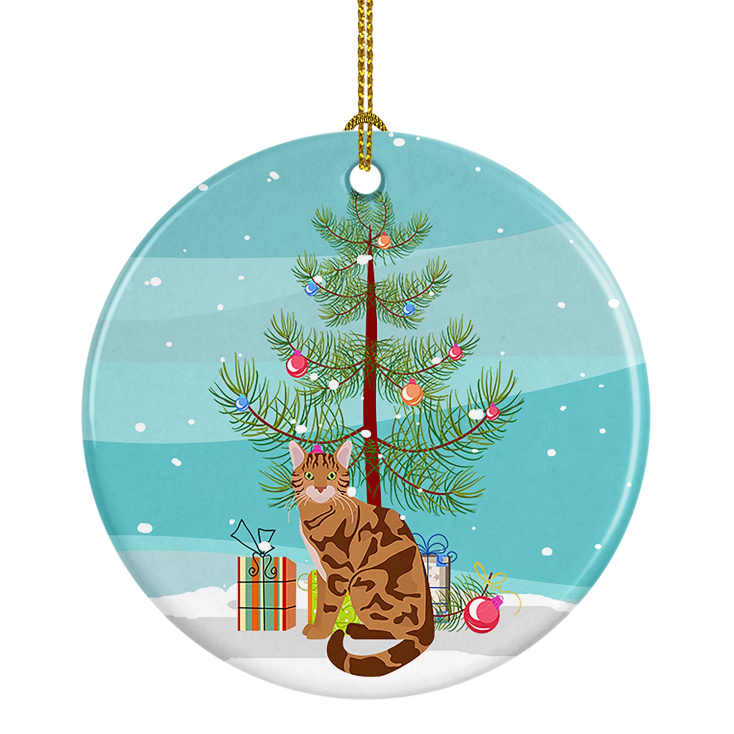 Buy this Bengal Cat Merry Christmas Ceramic Ornament
