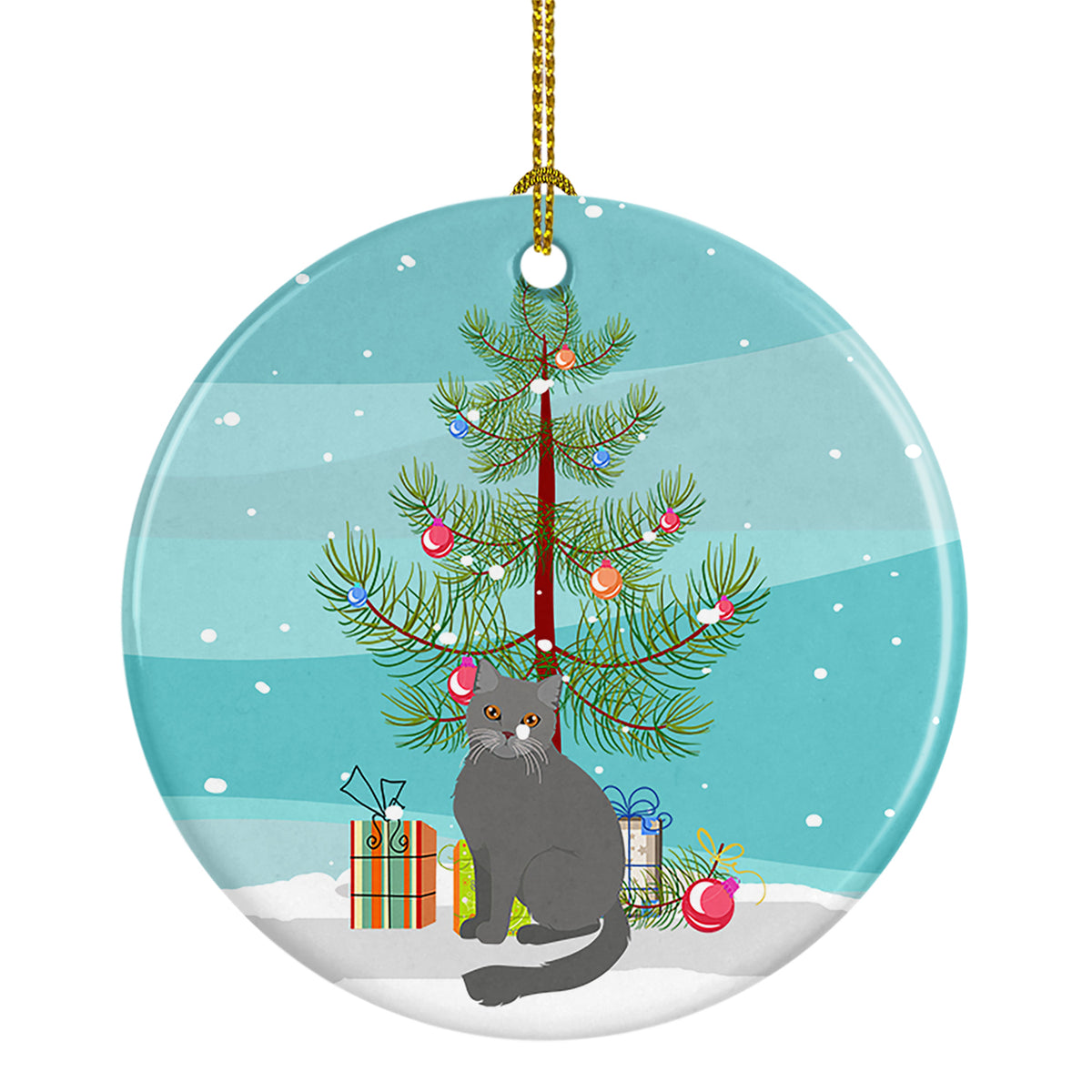 Buy this British Semi Longhair Cat Merry Christmas Ceramic Ornament