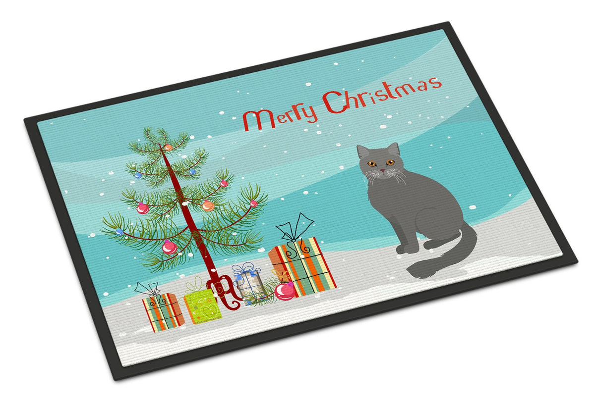 British Semi Longhair Cat Merry Christmas Indoor or Outdoor Mat 24x36 CK4750JMAT by Caroline&#39;s Treasures