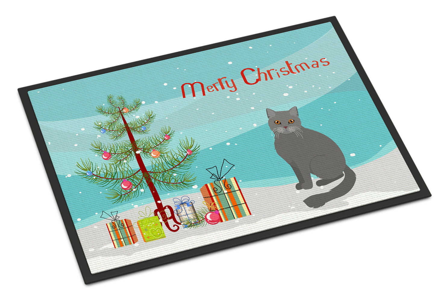 British Semi Longhair Cat Merry Christmas Indoor or Outdoor Mat 18x27 CK4750MAT - the-store.com