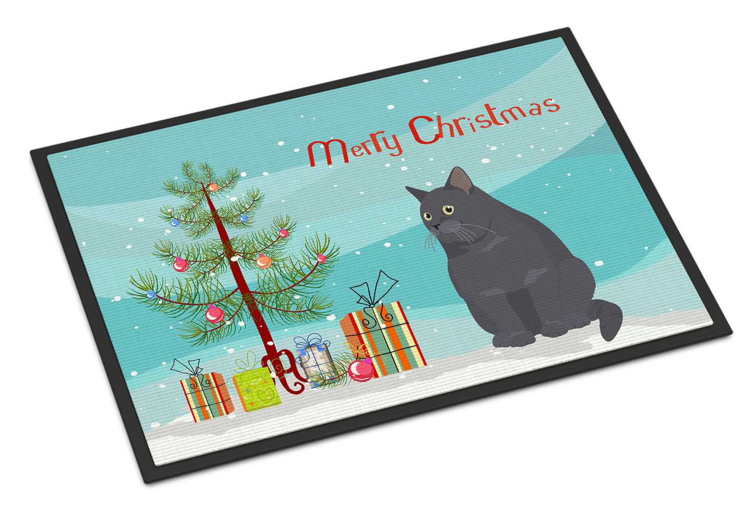 British Shorthair #2 Cat Merry Christmas Indoor or Outdoor Mat 18x27 CK4752MAT - the-store.com