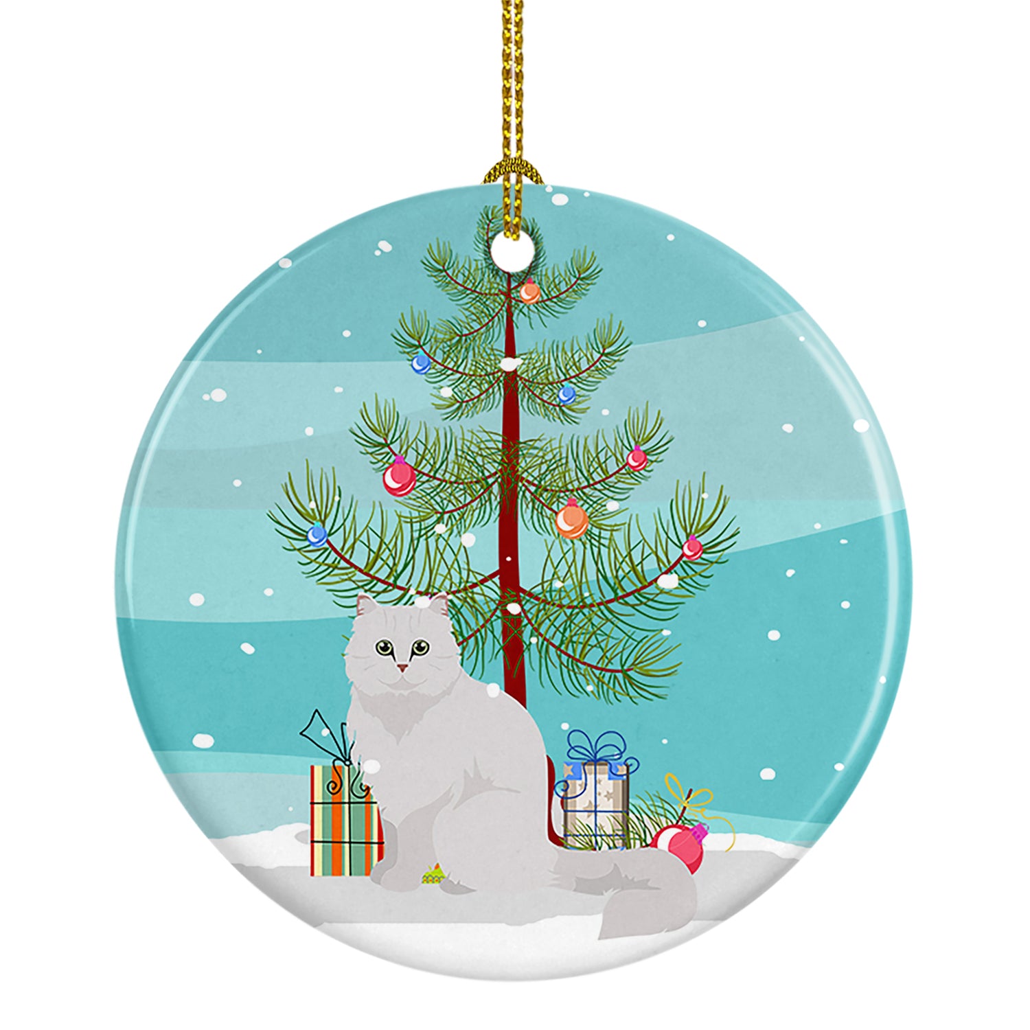 Buy this Chinchilla Persian Longhair Cat Merry Christmas Ceramic Ornament