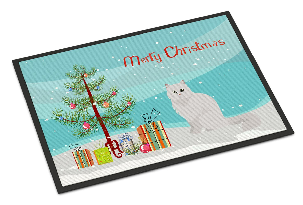 Chinchilla Persian Longhair Cat Merry Christmas Indoor or Outdoor Mat 24x36 CK4758JMAT by Caroline&#39;s Treasures