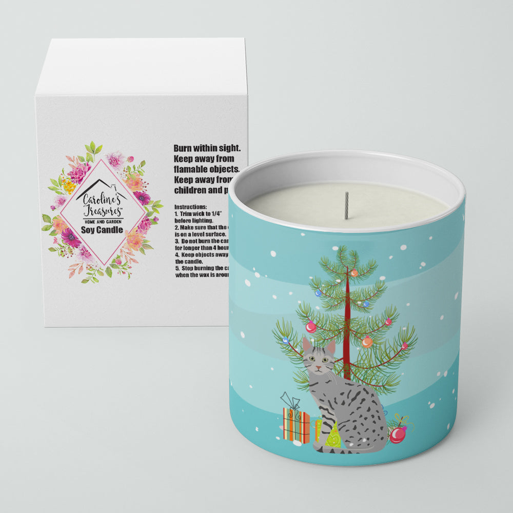 Caroline's Treasures Egyptian Mau Cat Merry Christmas 10 oz Decorative Soy Candle