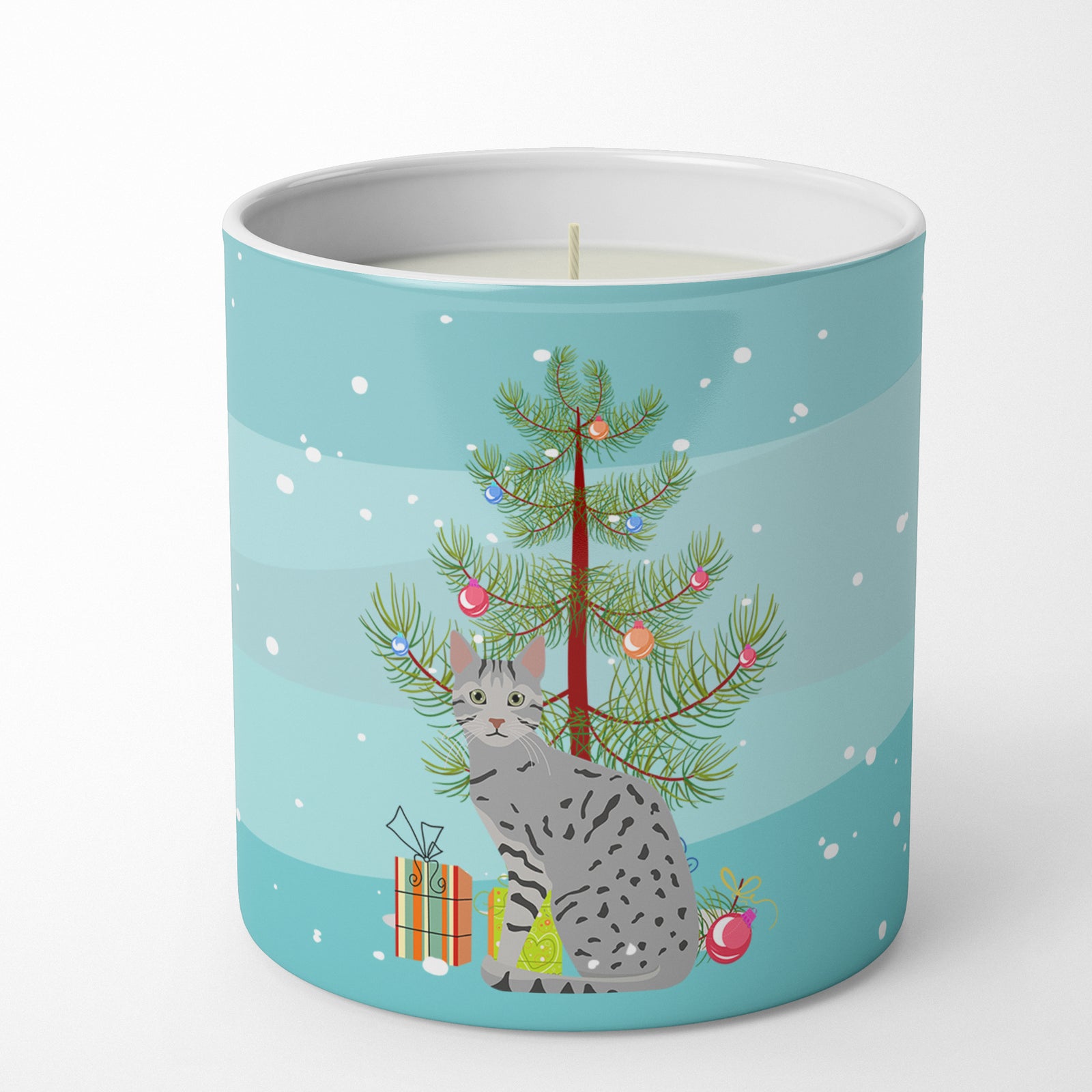 Caroline's Treasures Egyptian Mau Cat Merry Christmas 10 oz Decorative Soy Candle