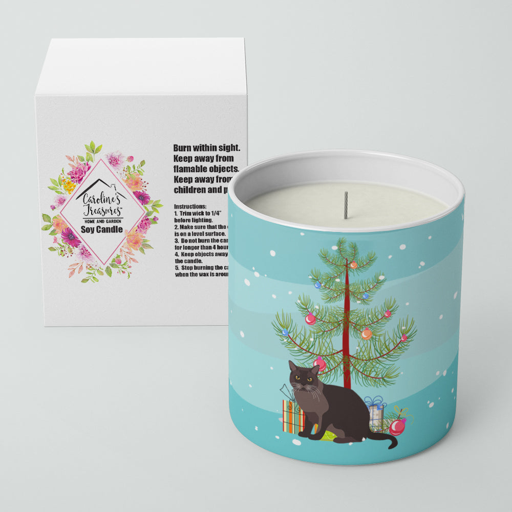 Caroline's Treasures European Burmese Cat Merry Christmas 10 oz Decorative Soy Candle
