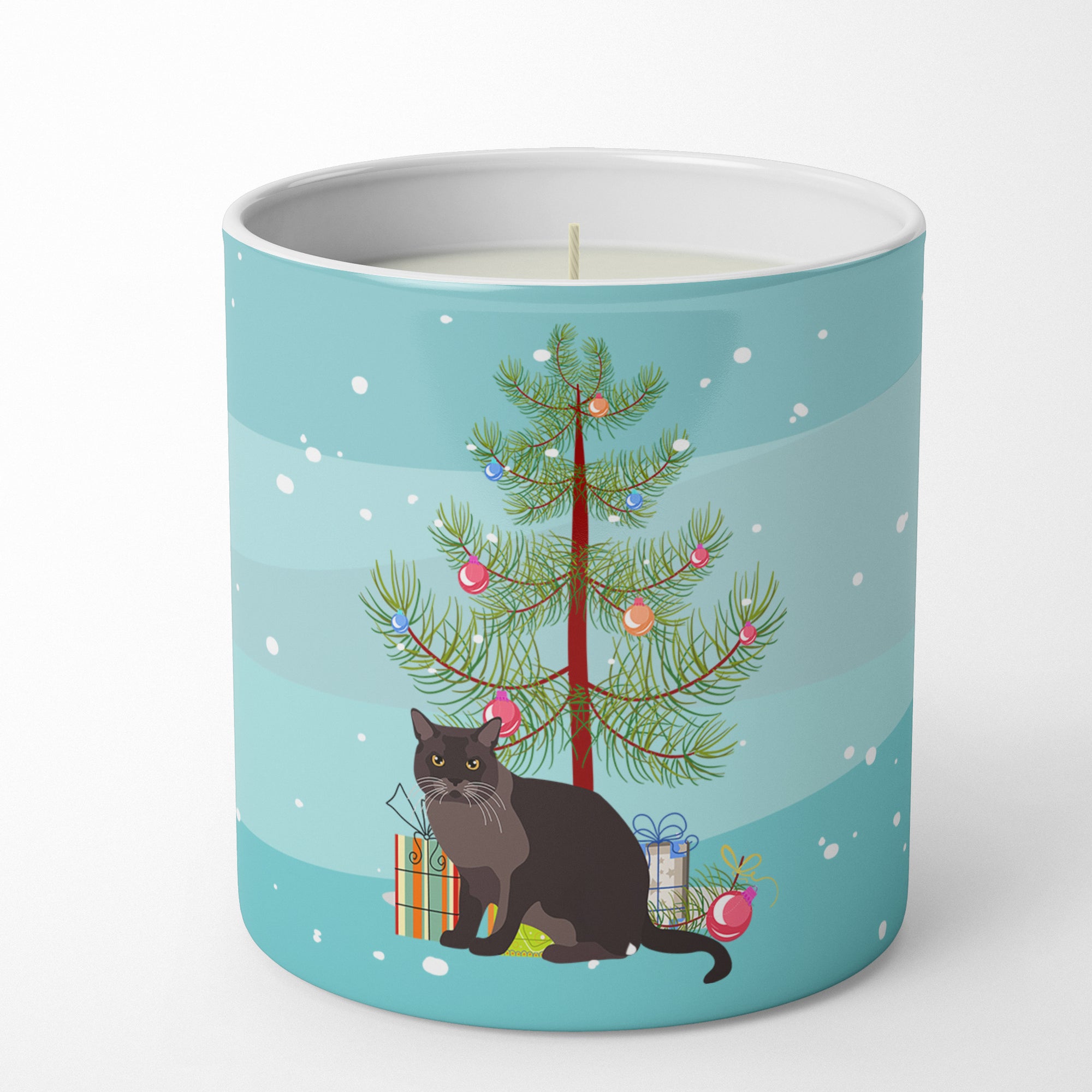 Caroline's Treasures European Burmese Cat Merry Christmas 10 oz Decorative Soy Candle