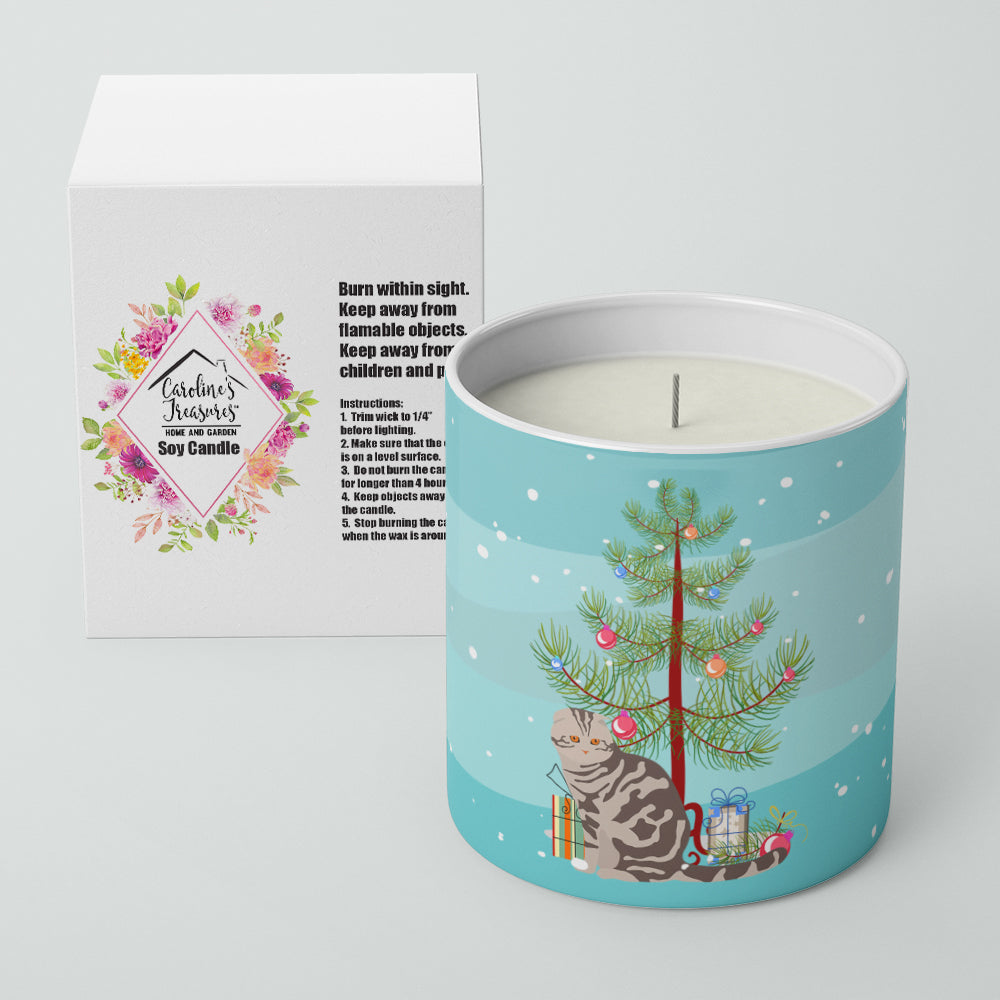 Caroline's Treasures Foldex Exotic Fold Cat Merry Christmas 10 oz Decorative Soy Candle