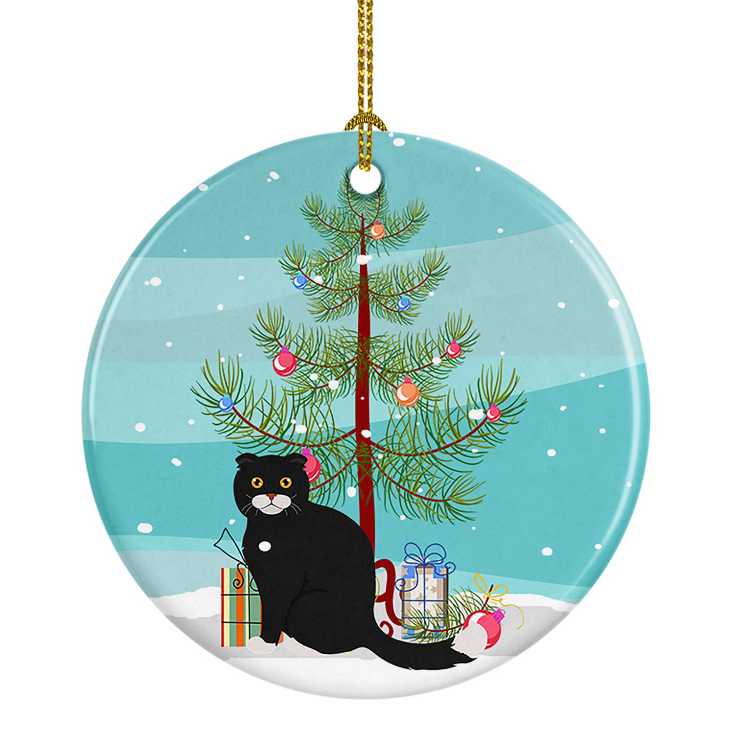 Buy this Foldex Exotic Fold #2 Cat Merry Christmas Ceramic Ornament