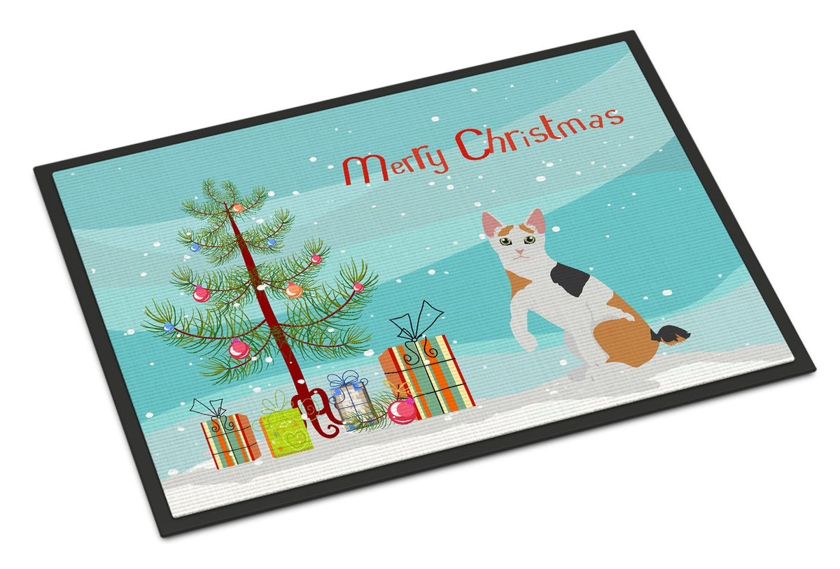 Japanese Bobtail Cat Merry Christmas Indoor or Outdoor Mat 24x36 CK4771JMAT by Caroline&#39;s Treasures