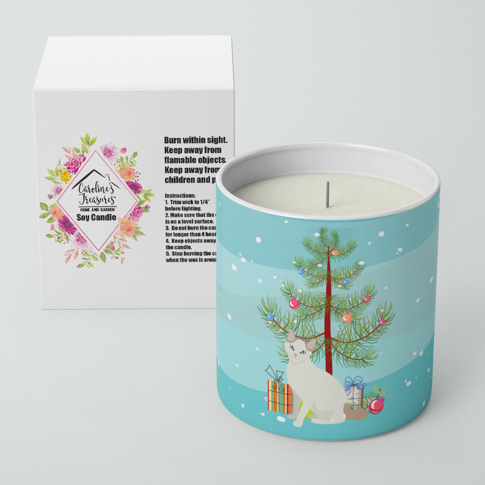 Caroline's Treasures Korean Bobtail Cat Merry Christmas 10 oz Decorative Soy Candle