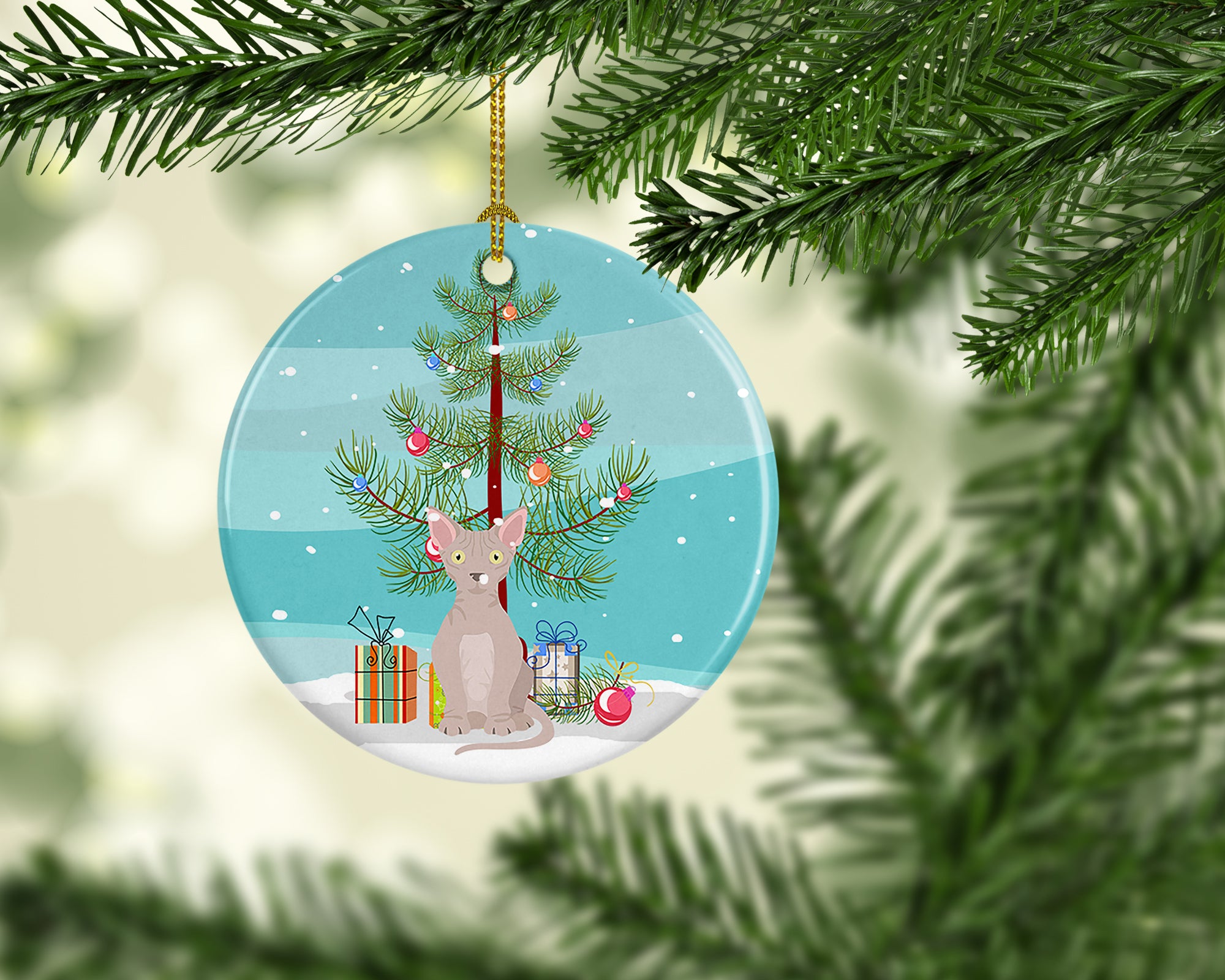 Buy this Minskin Cat Merry Christmas Ceramic Ornament
