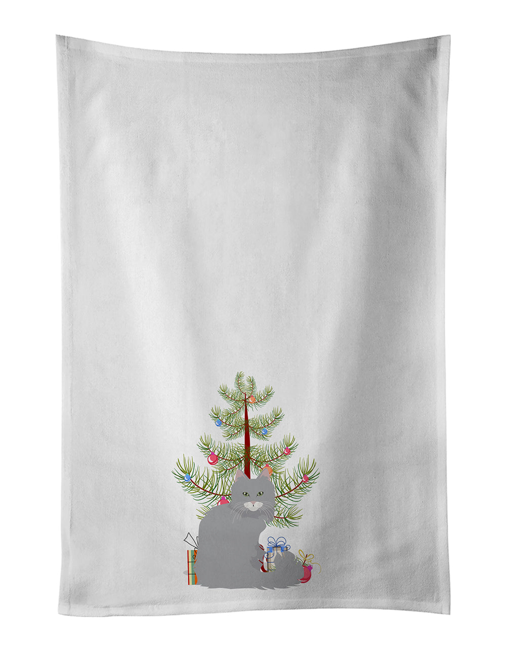 Buy this Norwegian Forest Cat Merry Christmas White Kitchen Towel Set of 2