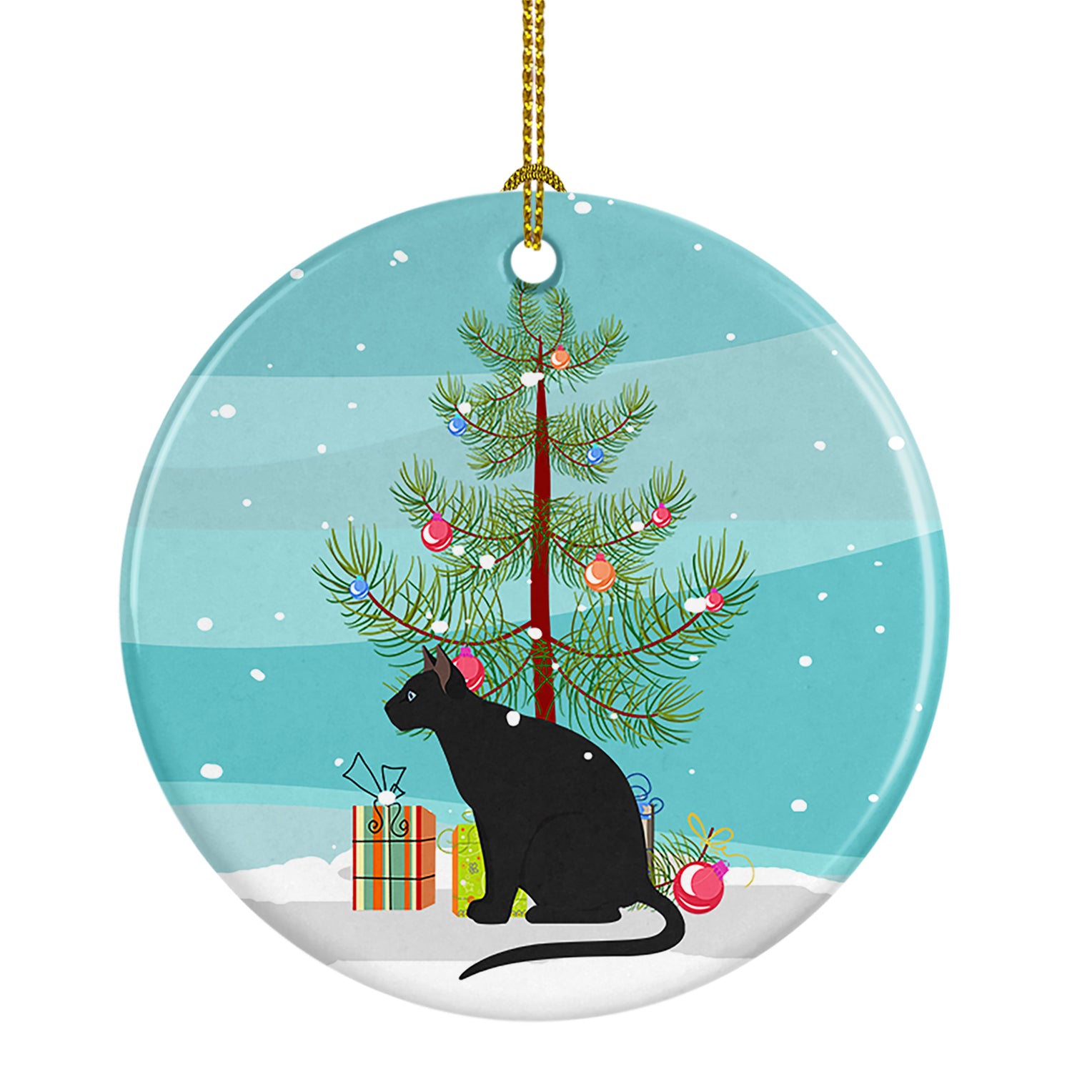 Buy this Ojos Azules Cat Merry Christmas Ceramic Ornament