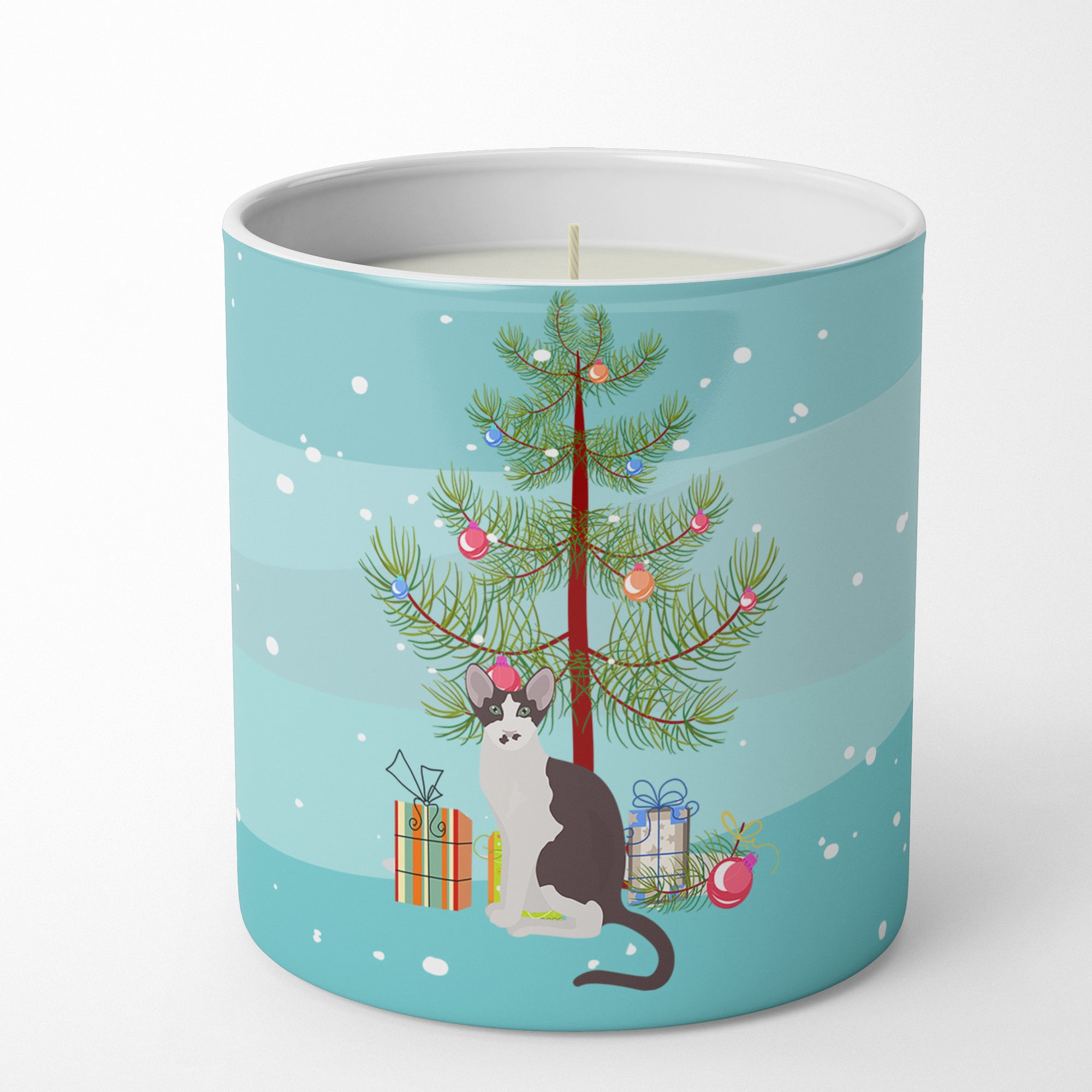 Buy this Oriental Bicolor Cat Merry Christmas 10 oz Decorative Soy Candle