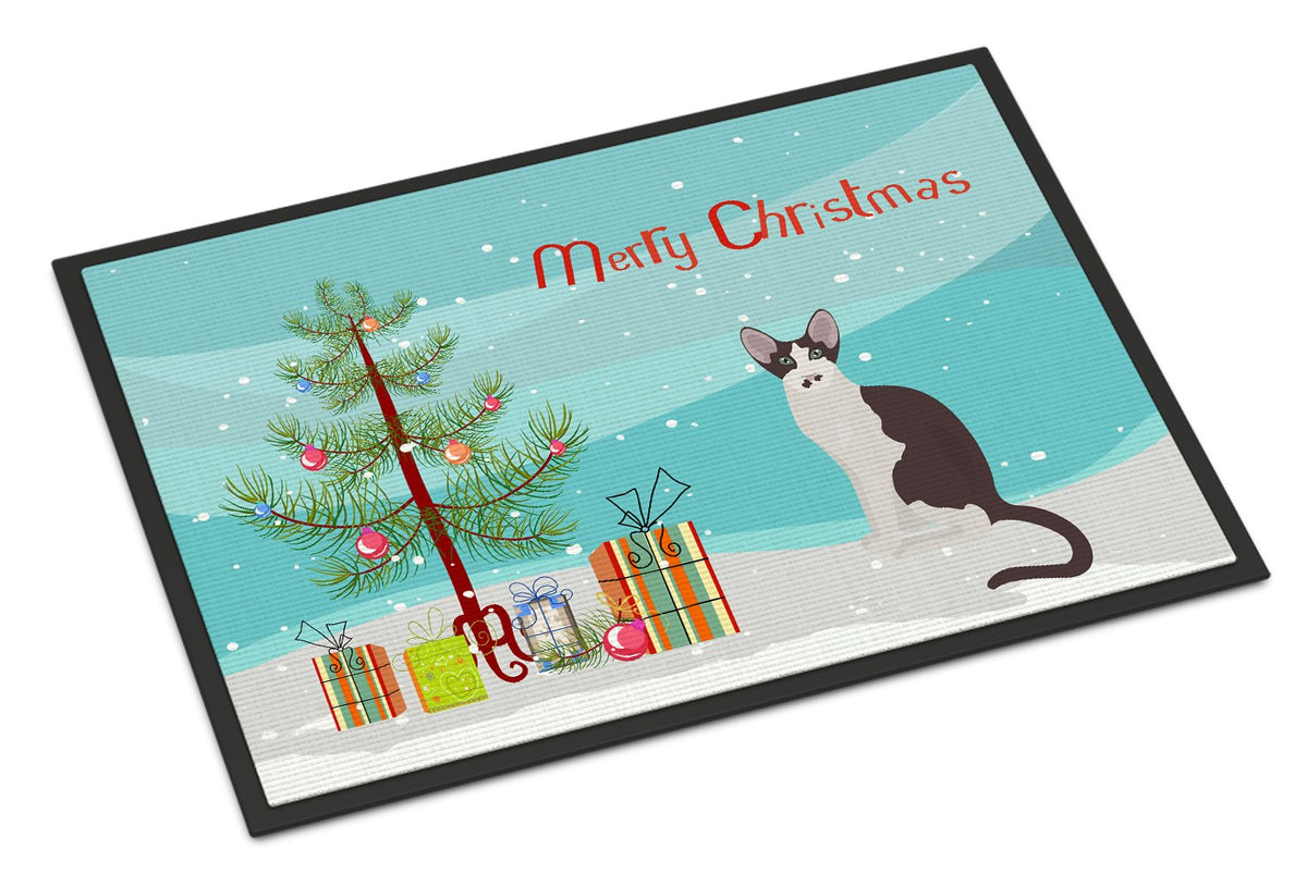 Oriental Bicolor Cat Merry Christmas Indoor or Outdoor Mat 24x36 CK4782JMAT by Caroline&#39;s Treasures