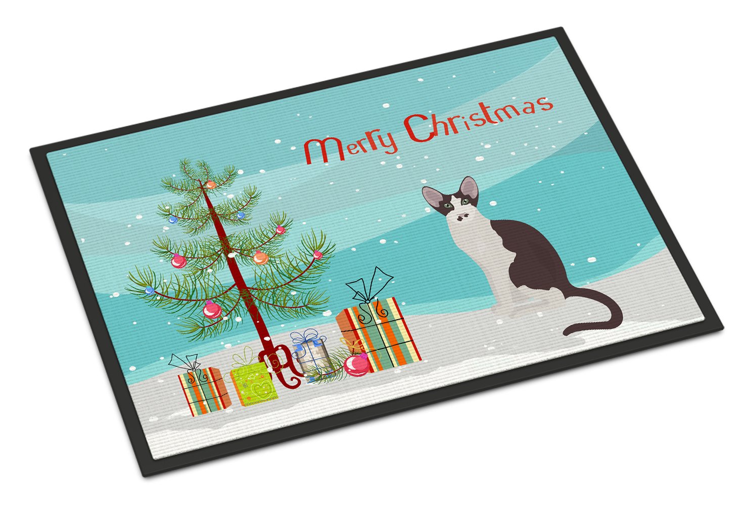 Oriental Bicolor Cat Merry Christmas Indoor or Outdoor Mat 24x36 CK4782JMAT by Caroline's Treasures
