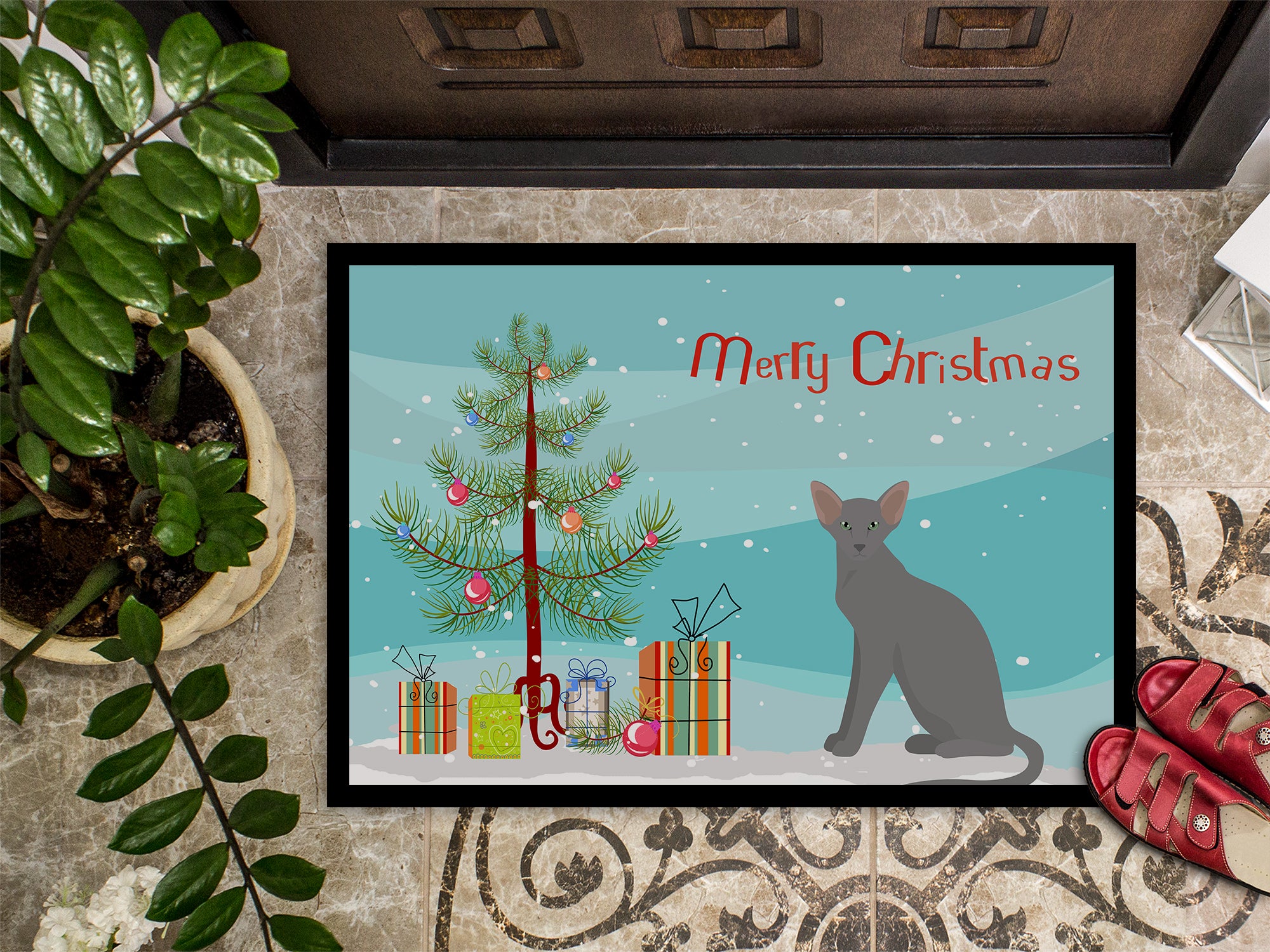Oriental Shorthair Cat Merry Christmas Indoor or Outdoor Mat 18x27 CK4783MAT - the-store.com