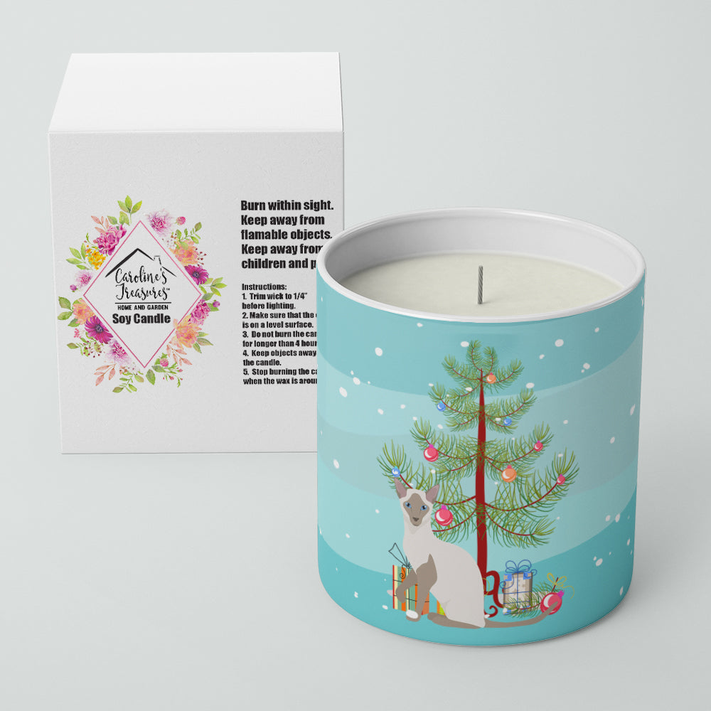 Siamese Modern Cat Merry Christmas 10 oz Decorative Soy Candle - the-store.com