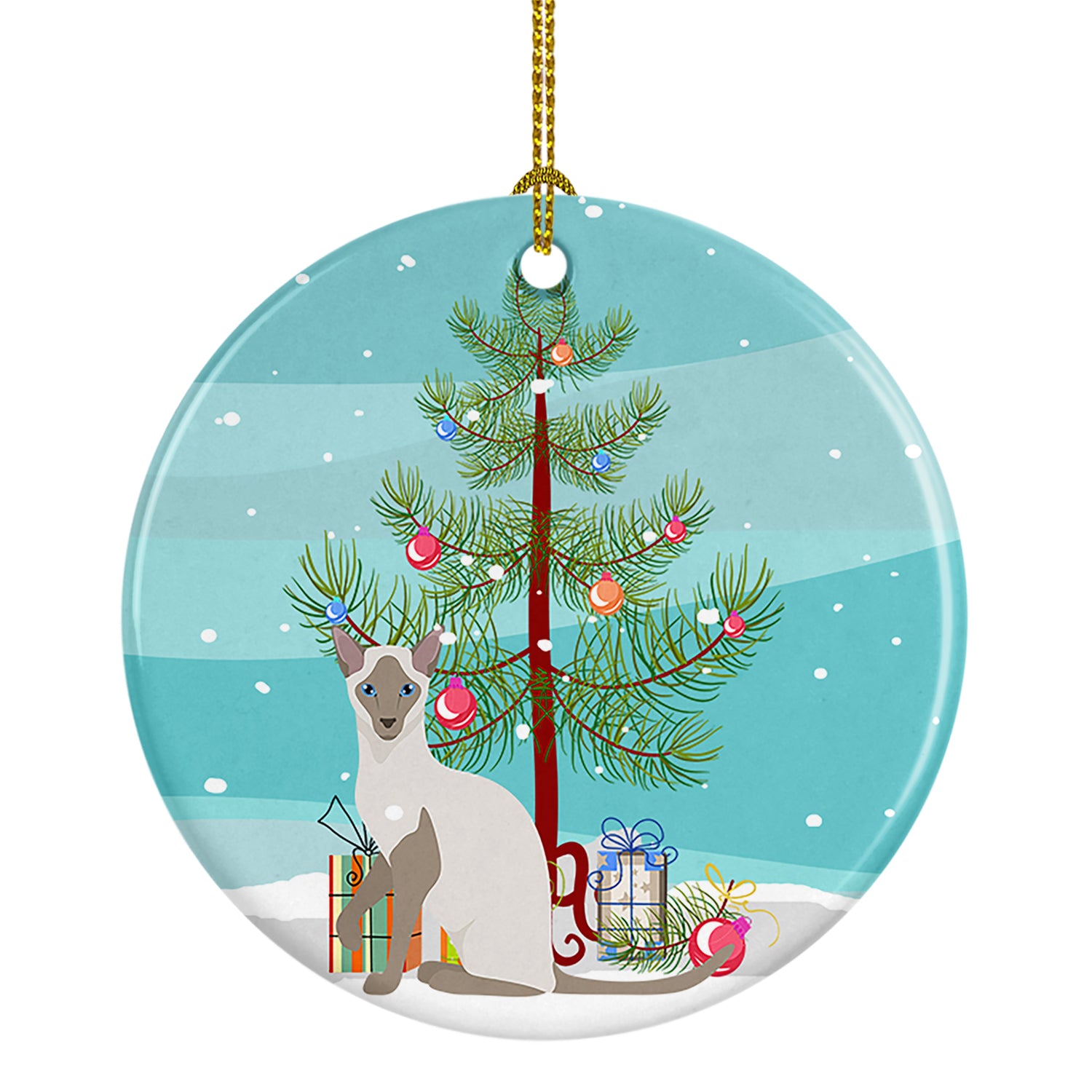 Buy this Siamese Modern Cat Merry Christmas Ceramic Ornament