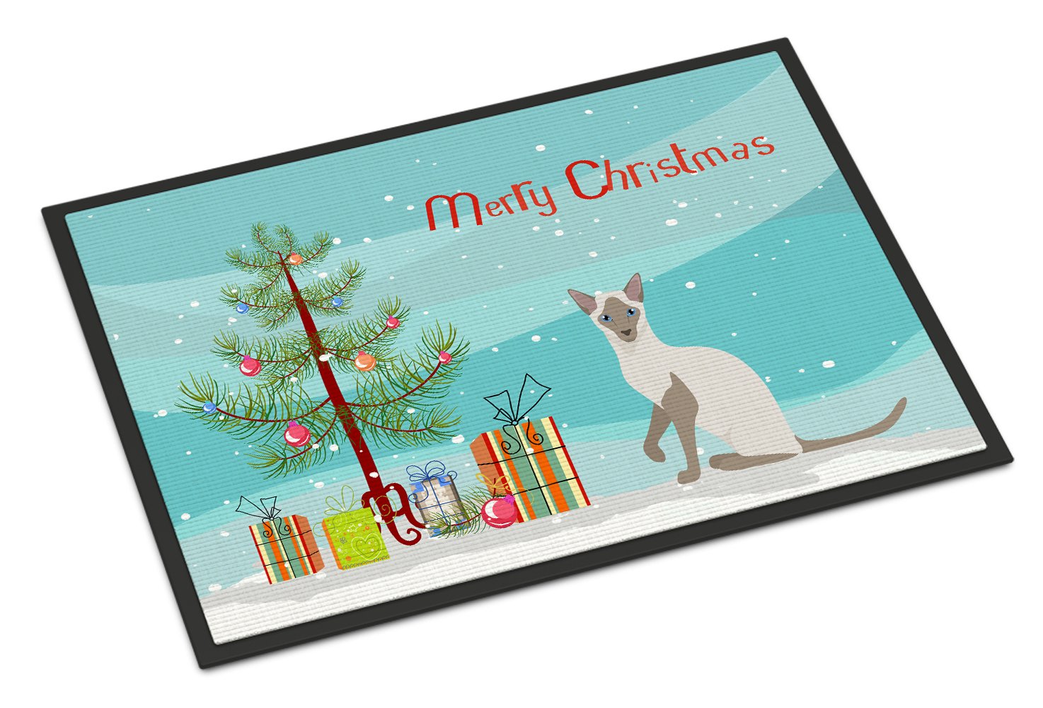 Siamese Modern Cat Merry Christmas Indoor or Outdoor Mat 24x36 CK4792JMAT by Caroline's Treasures